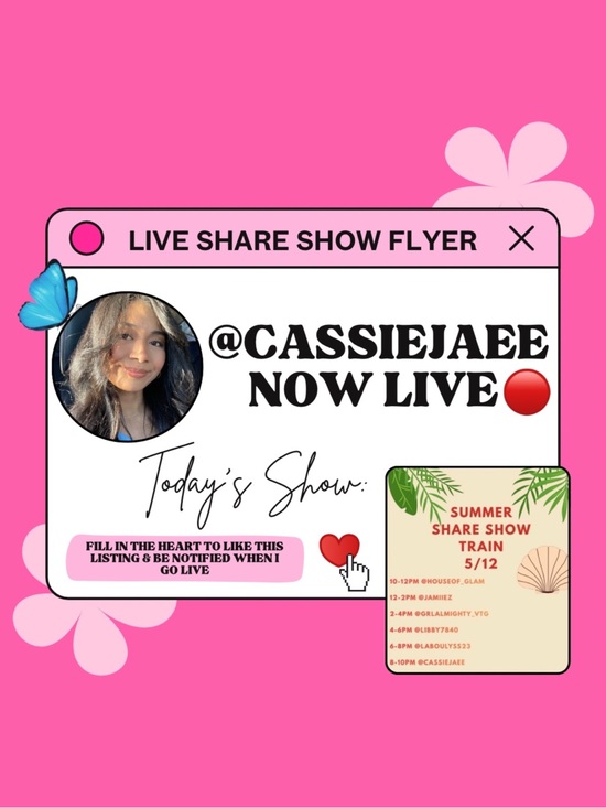 PoshLive Other - CASSIEJAEE IS LIVE!! ❤️🦋 TUES MAY 12 • ALL THINGS SUMMER SHARE SHOW 🐚👙🌊☀️